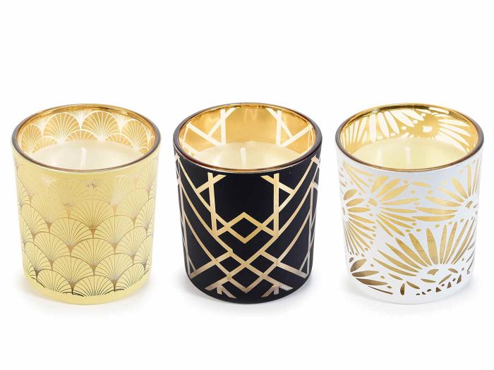 Bomboniere candele profumate in vaso nero e oro